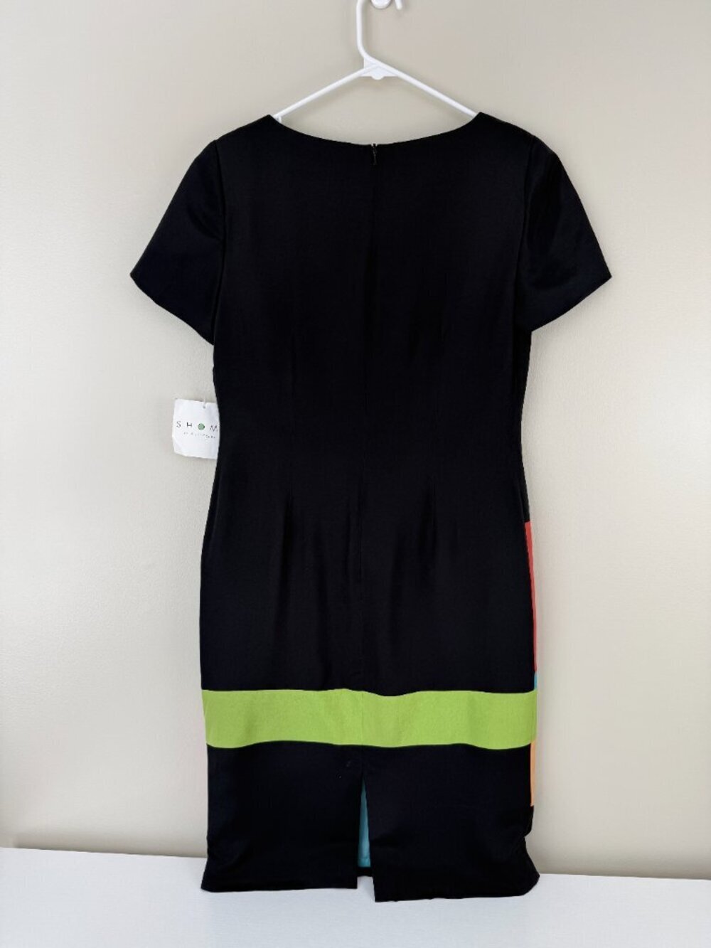 NWT Shomi by Millie Shor 100% Silk Colorblock Shift Dress Size 6 - Picture 2 of 8